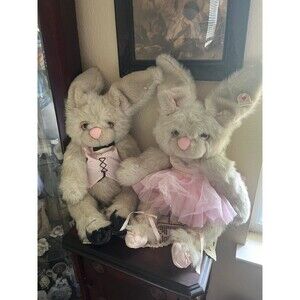 RARE 2 1987 Snuggables Jointed Bunnies